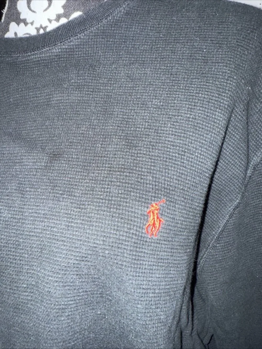 Polo Ralph Lauren black Thermal cotton long sleeve tee shirt size L